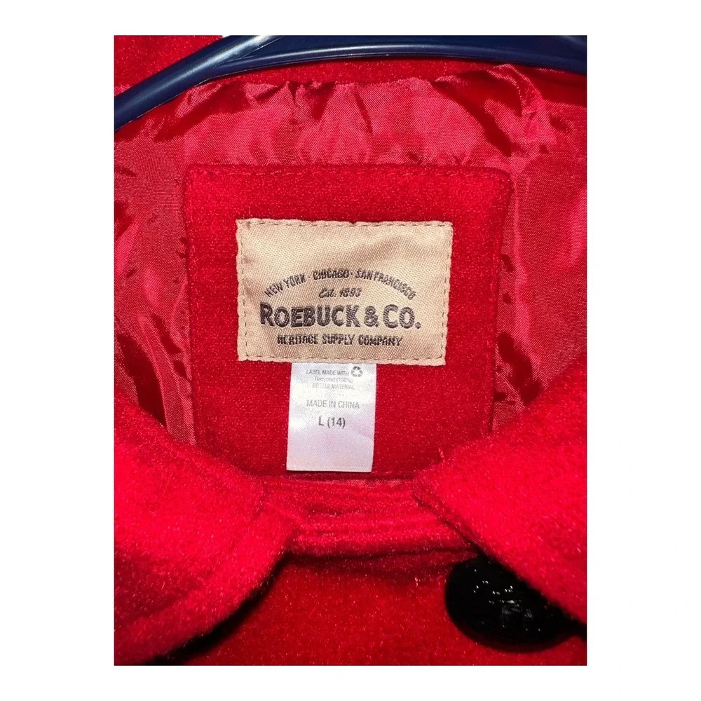 Roebuck & Co.‎ Kids Girls Red Double Breasted Pea Coat Size 14